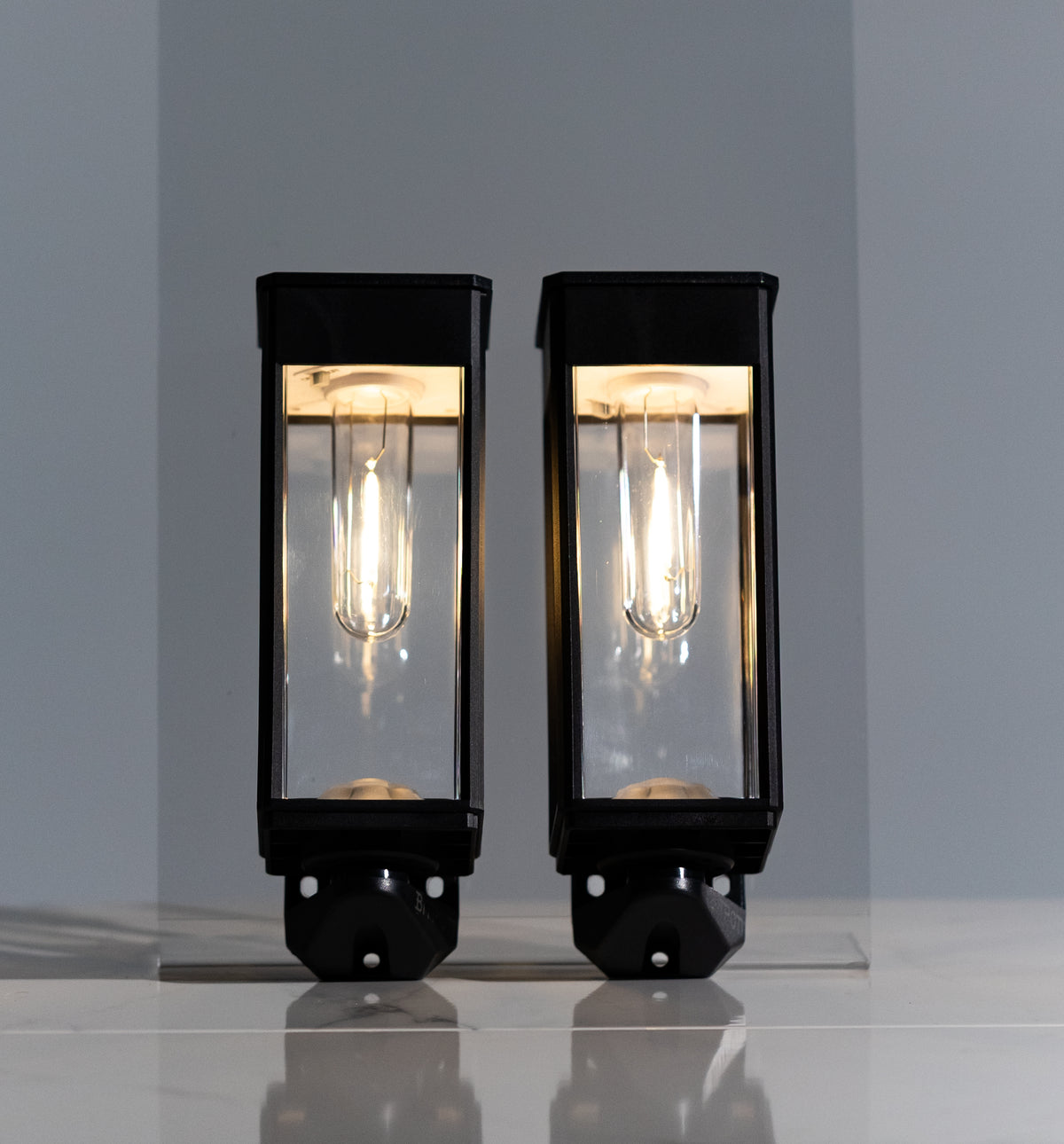2x Grove Outdoor Solar Wall Lights with Edison Style Bulb IP65 Rated - Garden Lights Direct