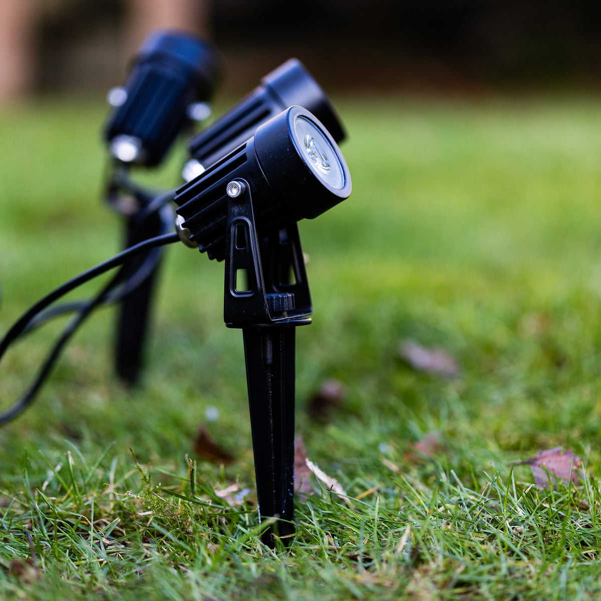 Solar Garden Spotlights Ultra Bright Heavy Duty Black x2 Spotlights IP65 Rated - Garden Lights Direct