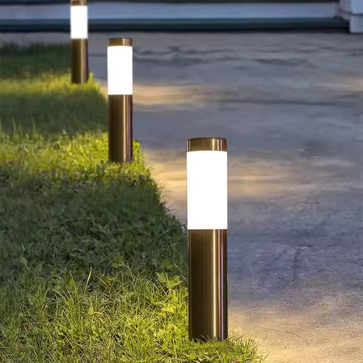 Solar Eco Pathway Lights for Gardens - Silver Stainless Steel - 4 Pack