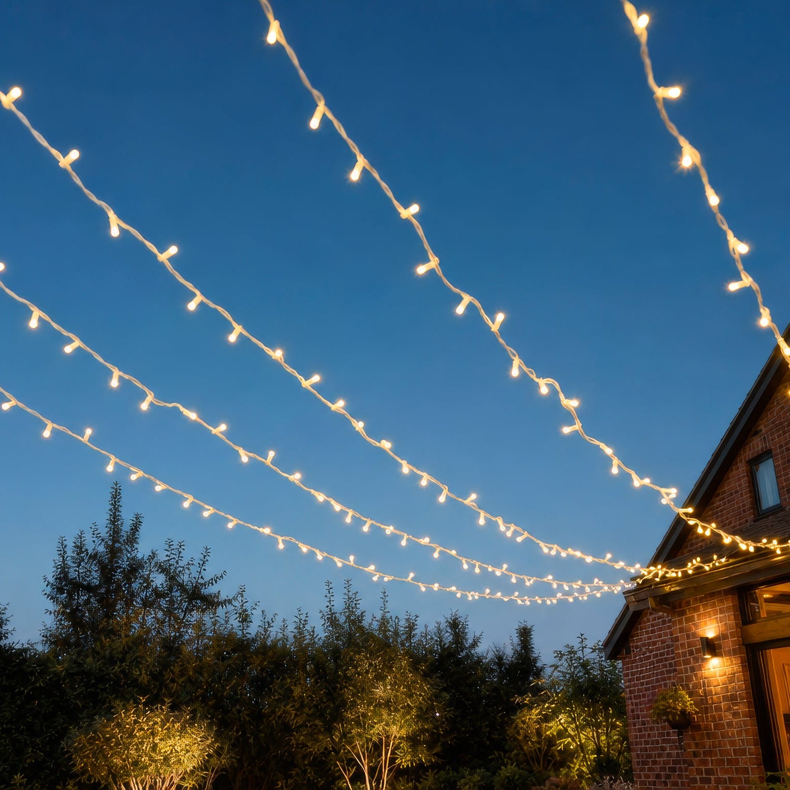 Fairy Lights Outdoor Mains Powered - White Rubber Cable - Warm White Glow