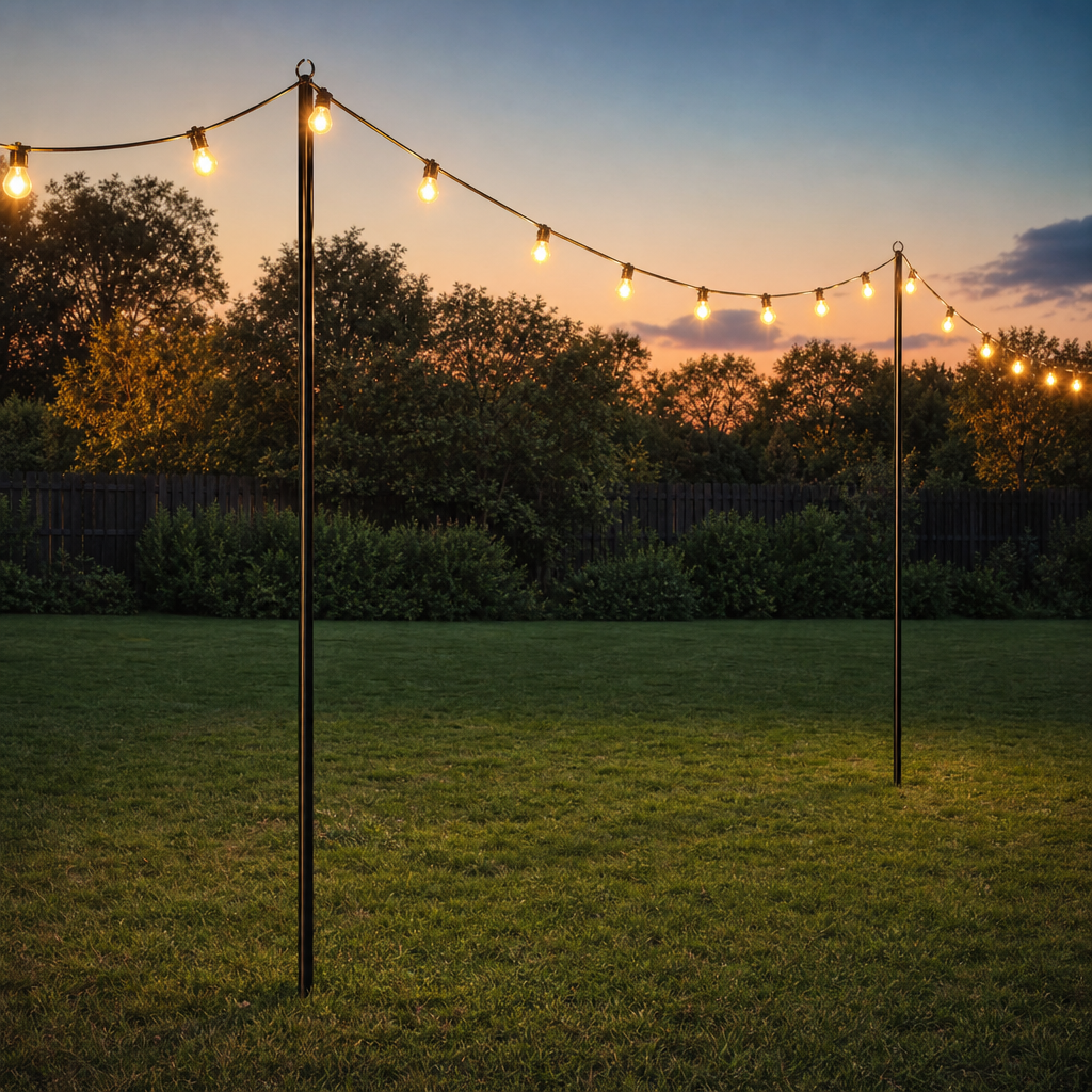 Festoon Pole - Adjustable - Up to 2.6 Metres - Steel - Outdoor Festoon Poles