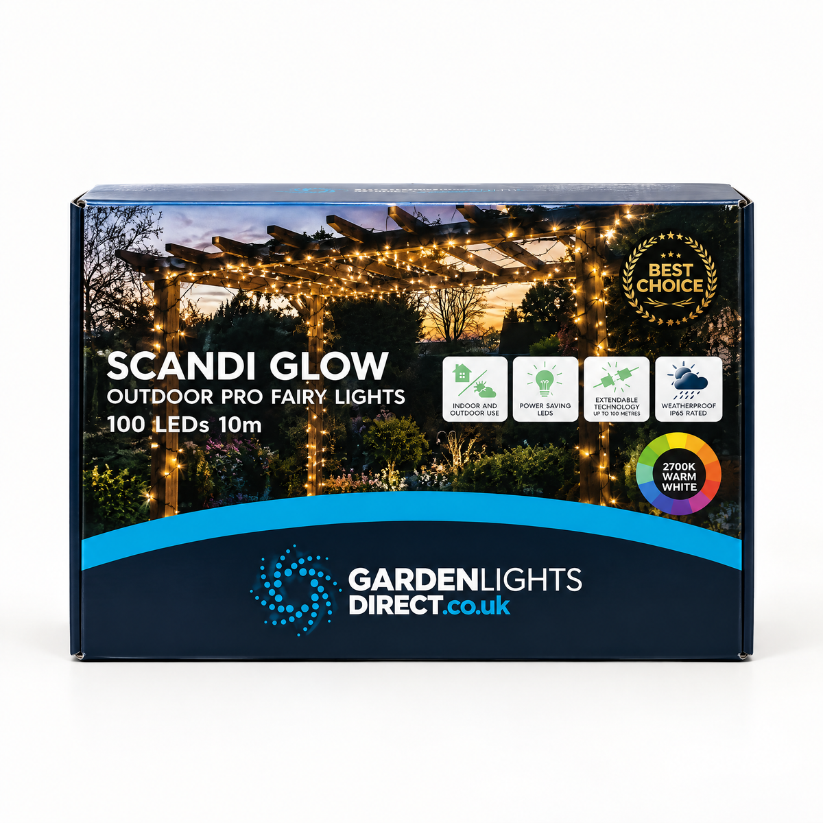 SCANDI Glow Professional Connectable Outdoor Fairy Lights - Dark Green Cable - Bright Warm White - IP65 - 10m to 100m