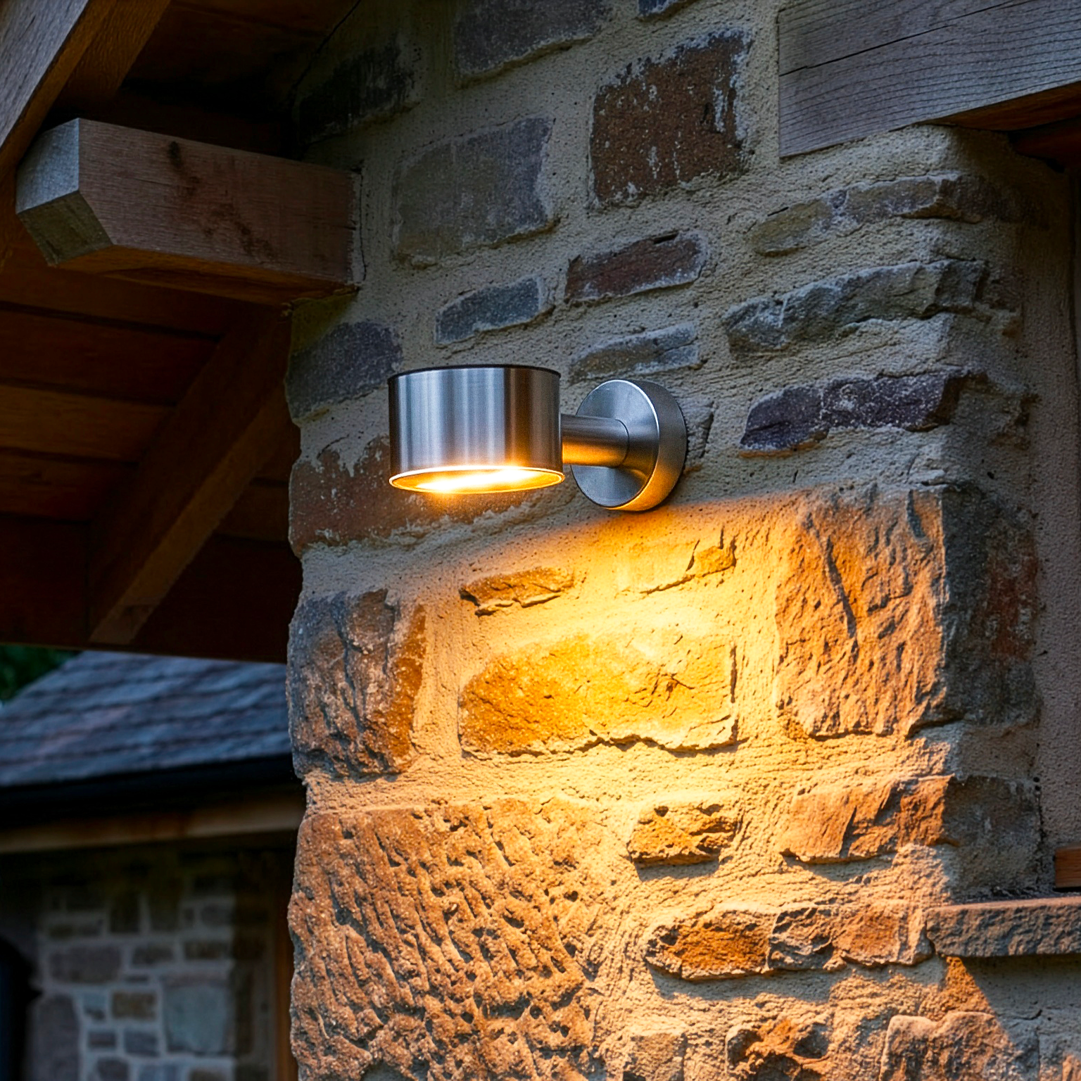 Solar Wall Lights Outdoor Silver in Warm White 2700k