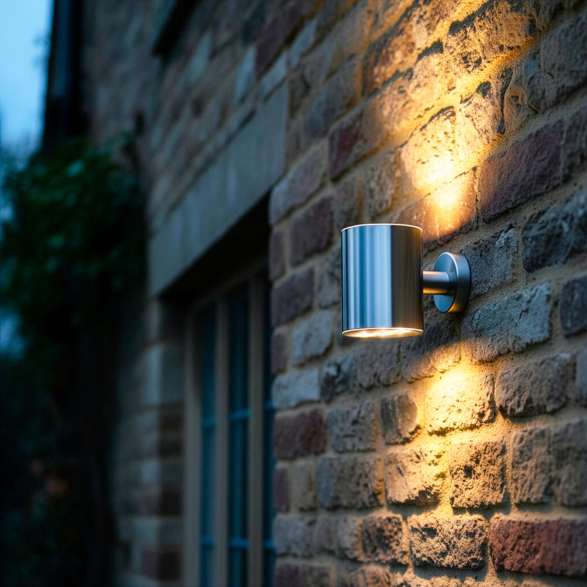 Outdoor Solar Powered Wall Light Up Down Warm White Silver