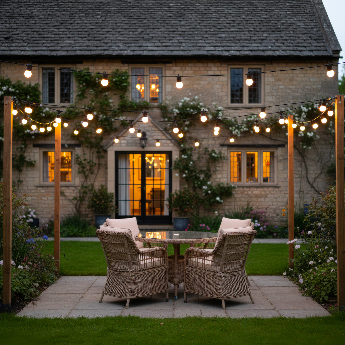 Warm White Frosted Round Bulbs Festoon Lights