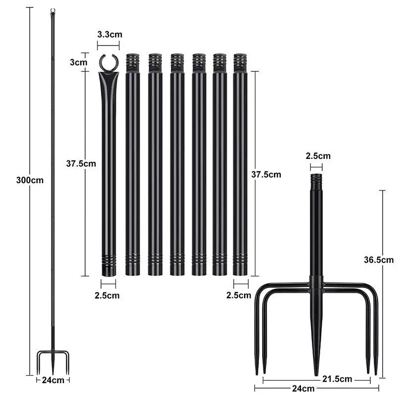 Festoon Pole - Adjustable - Up to 2.6 Metres - Steel - Outdoor Festoon Poles