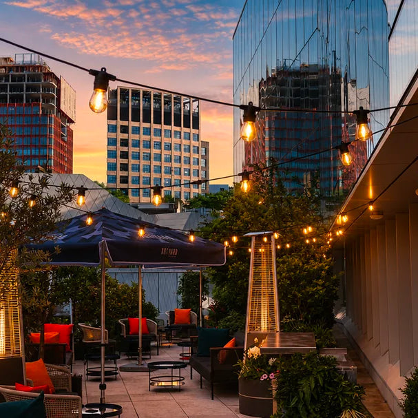 Elevating Outdoor Ambience at Bankside Hotel with Our Premium Festoon Lighting