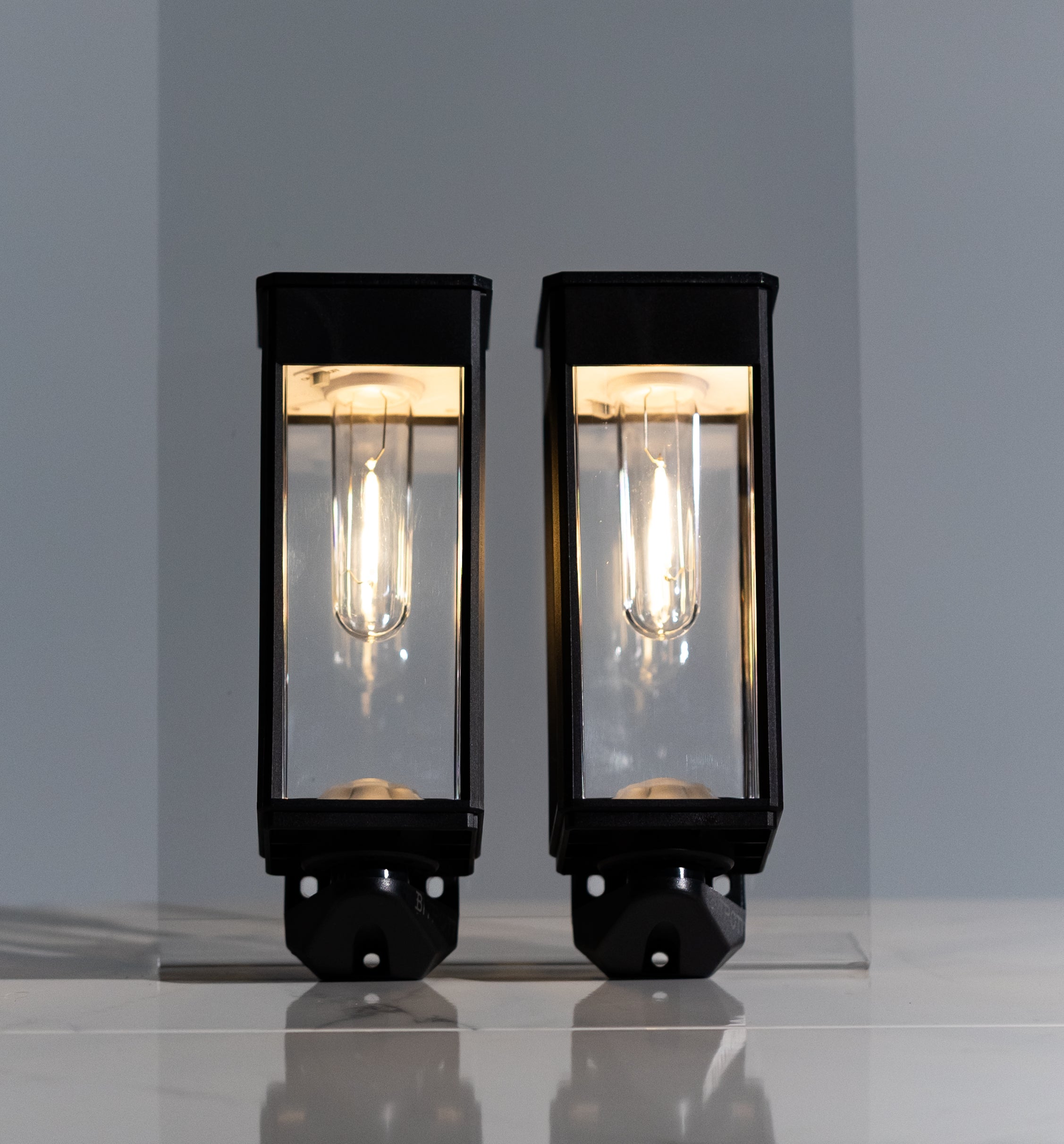2x Grove Outdoor Solar Wall Lights with Edison Style Bulb IP65 Rated - Garden Lights Direct