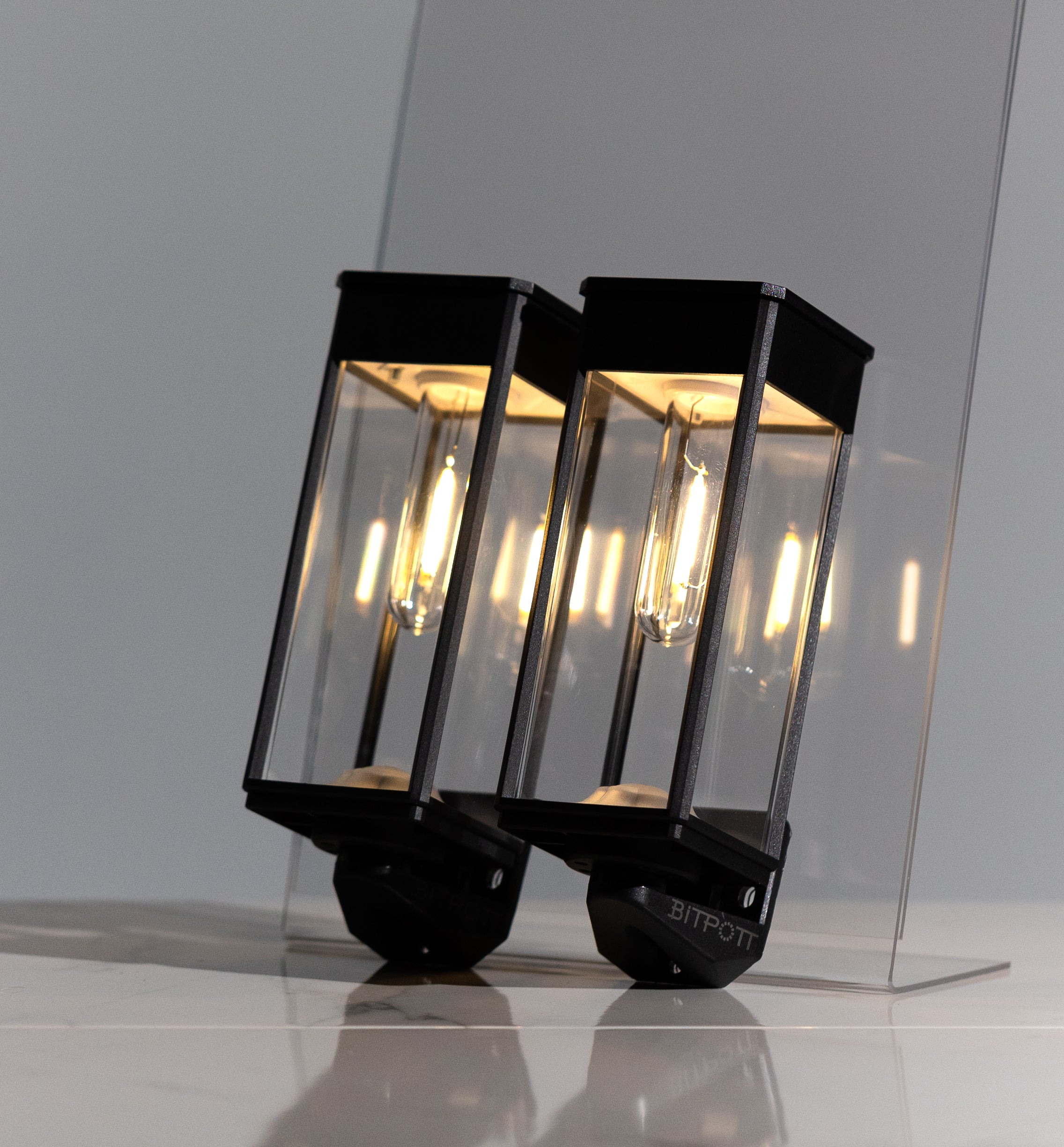 2x Grove Outdoor Solar Wall Lights with Edison Style Bulb IP65 Rated - Garden Lights Direct