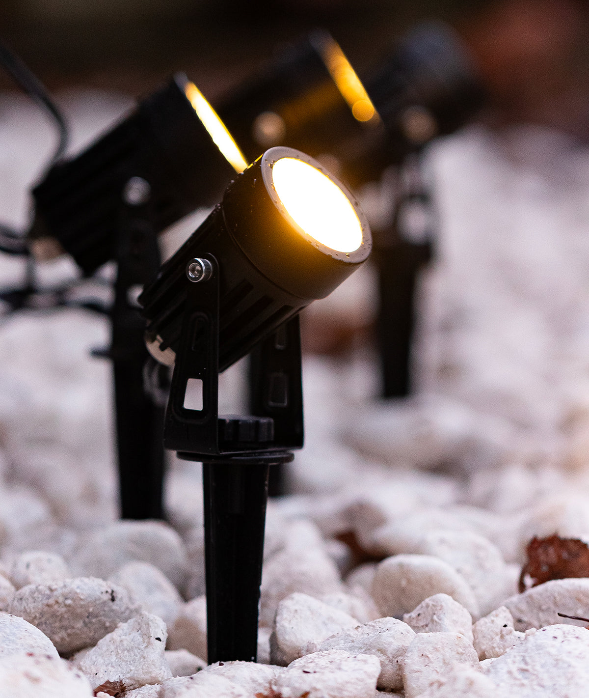 Solar Garden Spotlights Ultra Bright Heavy Duty Black x2 Spotlights IP65 Rated - Garden Lights Direct