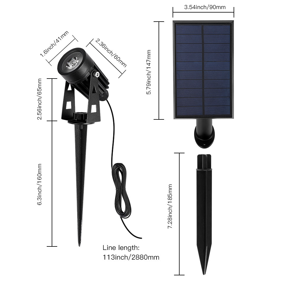 Solar Garden Spotlights Ultra Bright Heavy Duty Black x4 Spotlights IP65 Rated - Garden Lights Direct