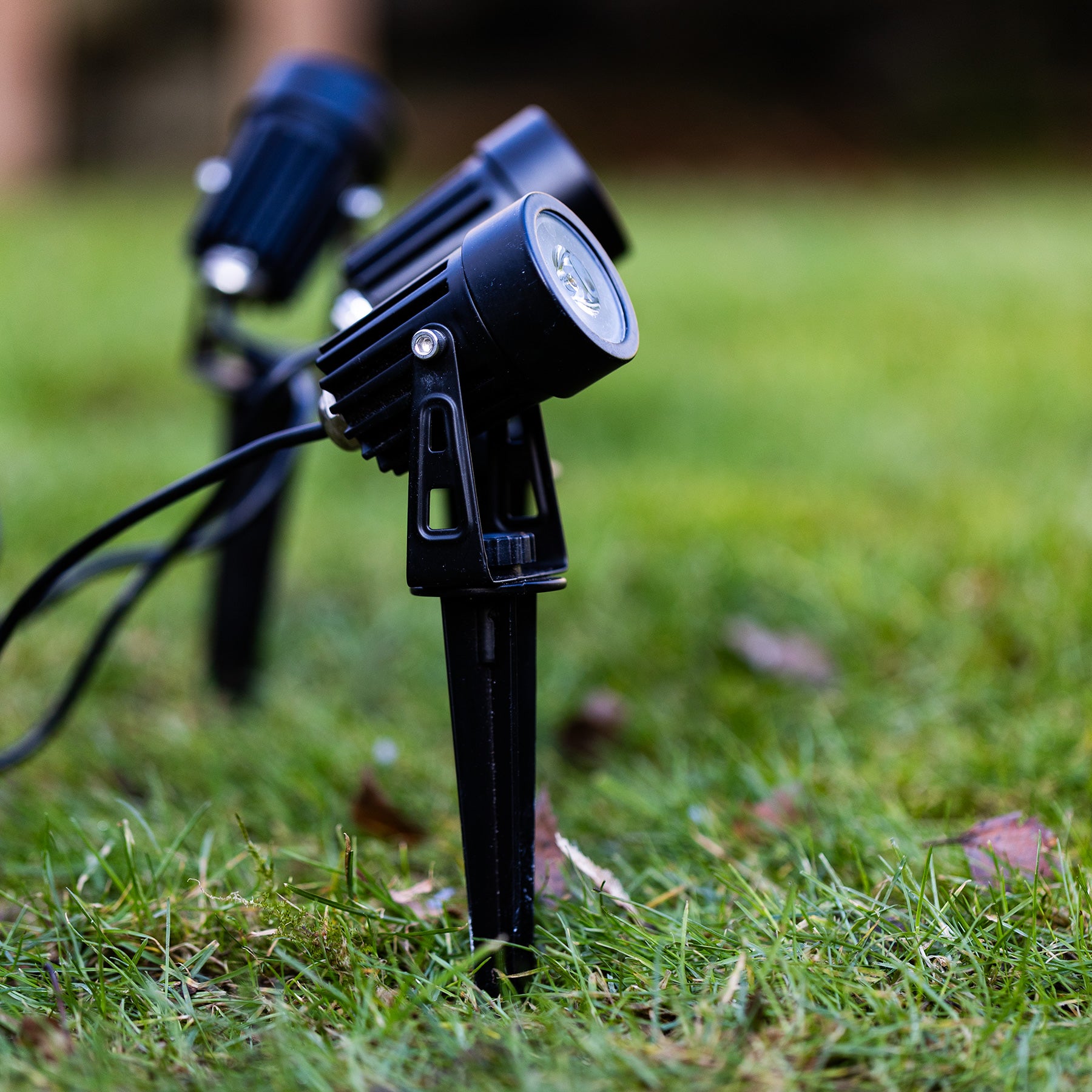 Solar Garden Spotlights Ultra Bright Heavy Duty Black x2 Spotlights IP65 Rated - Garden Lights Direct