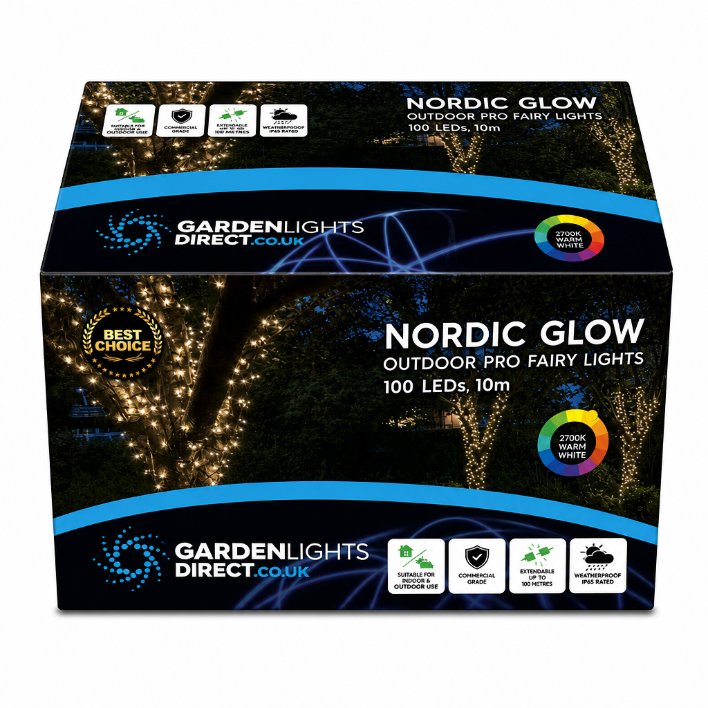 NORDIC Glow Twinkle Fairy Lights - Connectable IP65 Outdoor & Indoor, 10-100m, 100-1000 LEDs, Thick Black Rubber Cable