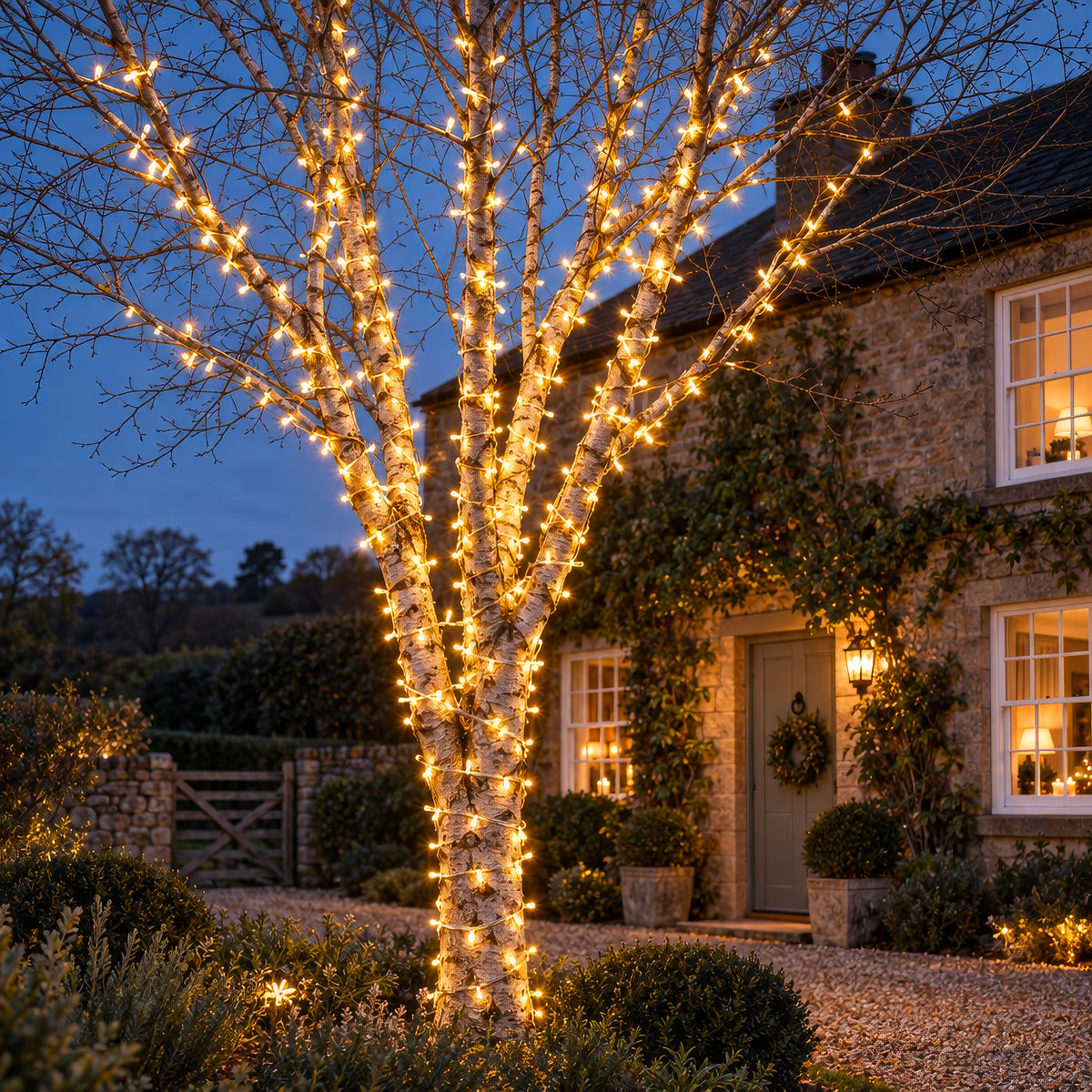 Festive Fairy Lights On Clear Cable - Connectable Outdoor