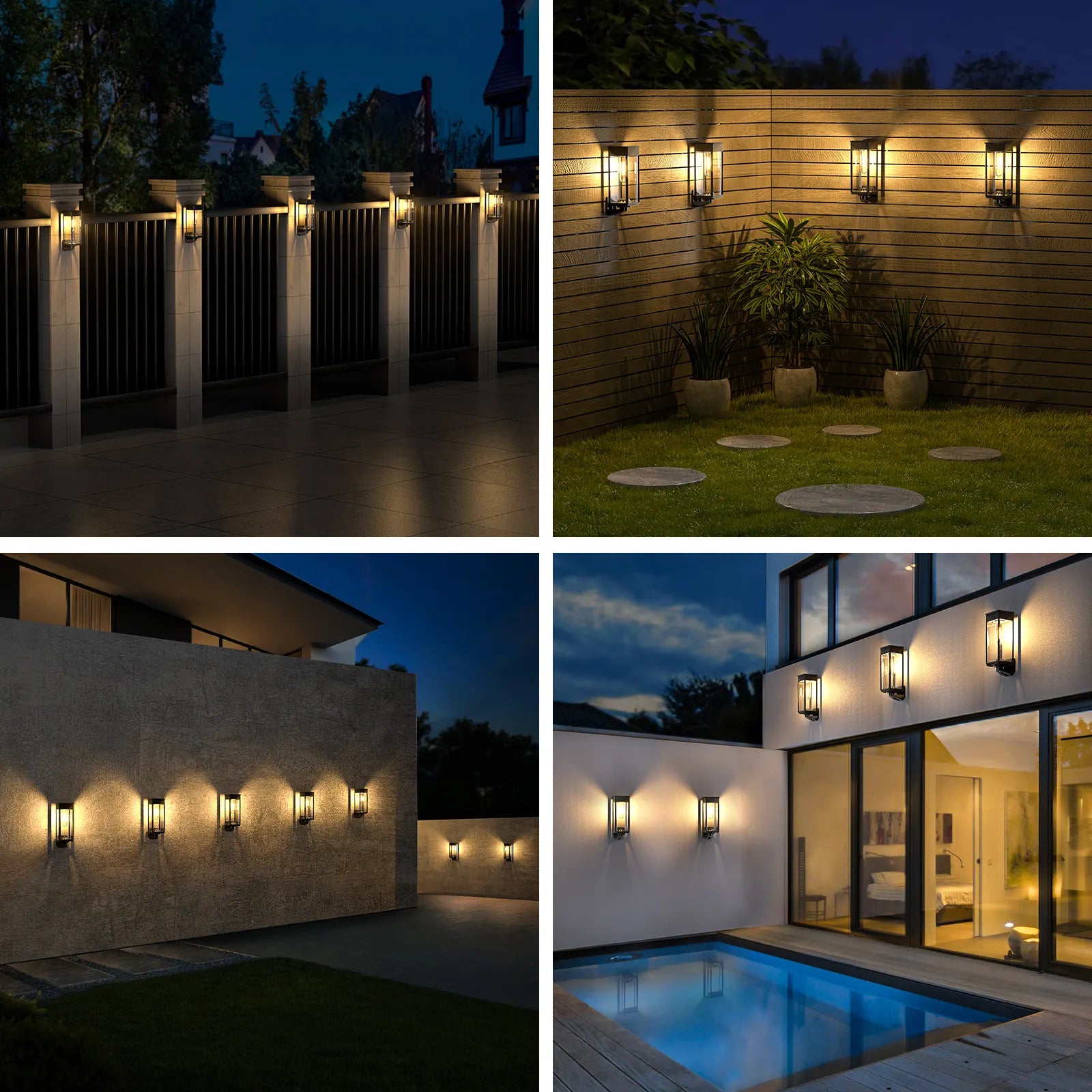 2x Grove Outdoor Solar Wall Lights with Edison Style Bulb IP65 Rated - Garden Lights Direct