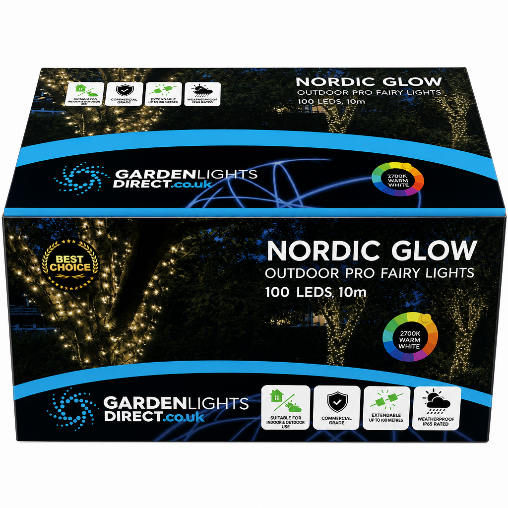 NORDIC Glow Fairy Lights - Connectable IP65 Outdoor & Indoor, 10-100m, 100-1000 LEDs, Thick White Rubber Cable