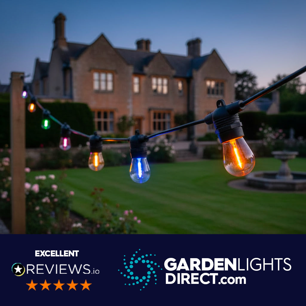 Portofino Multicoloured Festoon Lights - Connectable, IP65 (5m–100m)