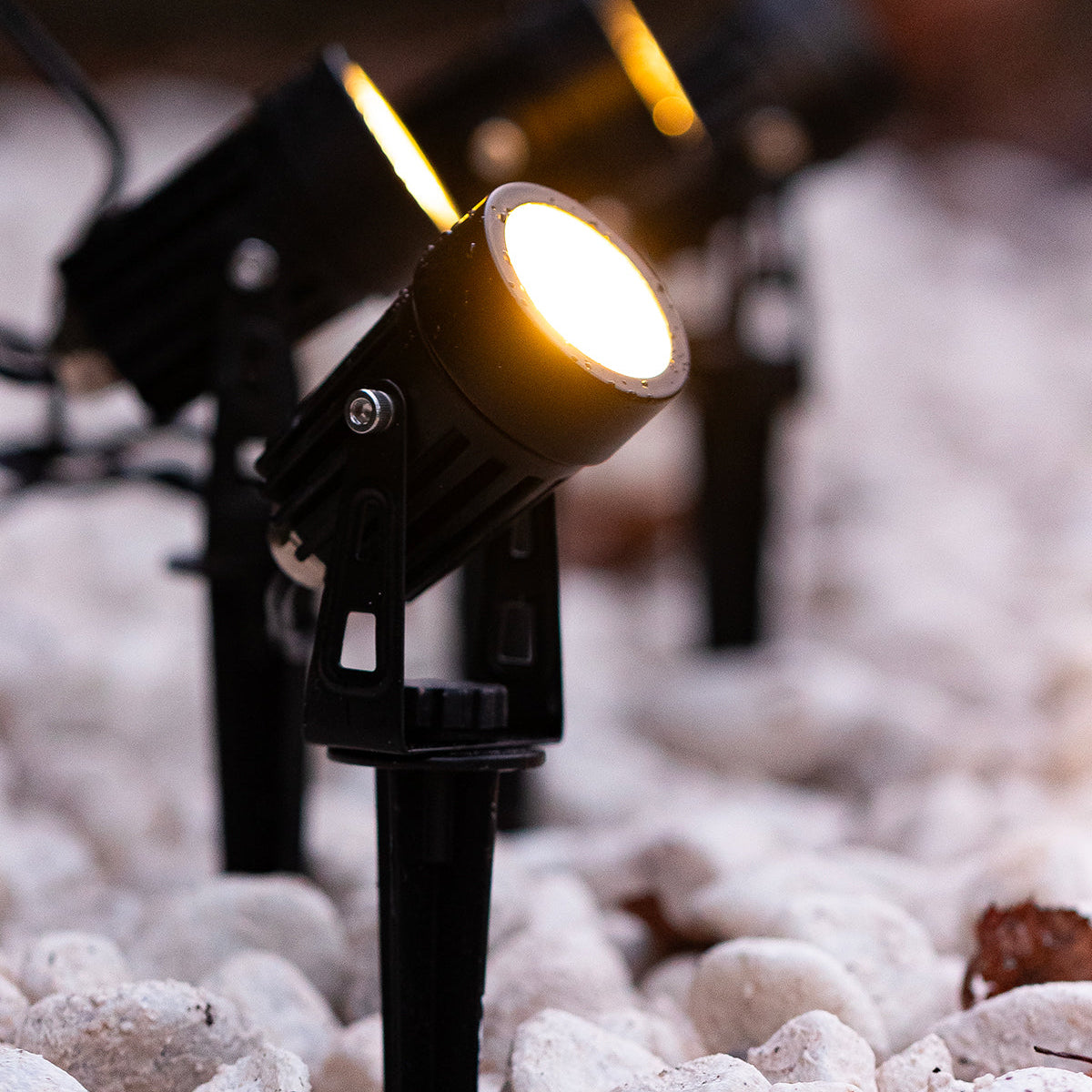 Solar Garden Spotlights Ultra Bright Heavy Duty Black x2 Spotlights IP65 Rated - Garden Lights Direct