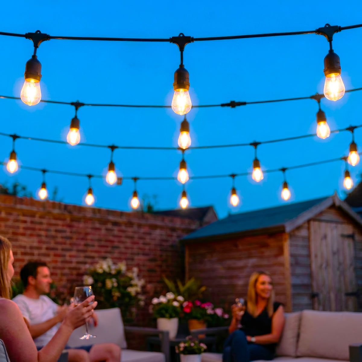 Sorrento Festoon Lights - Warm White, Connectable, IP65 (5m–100m)