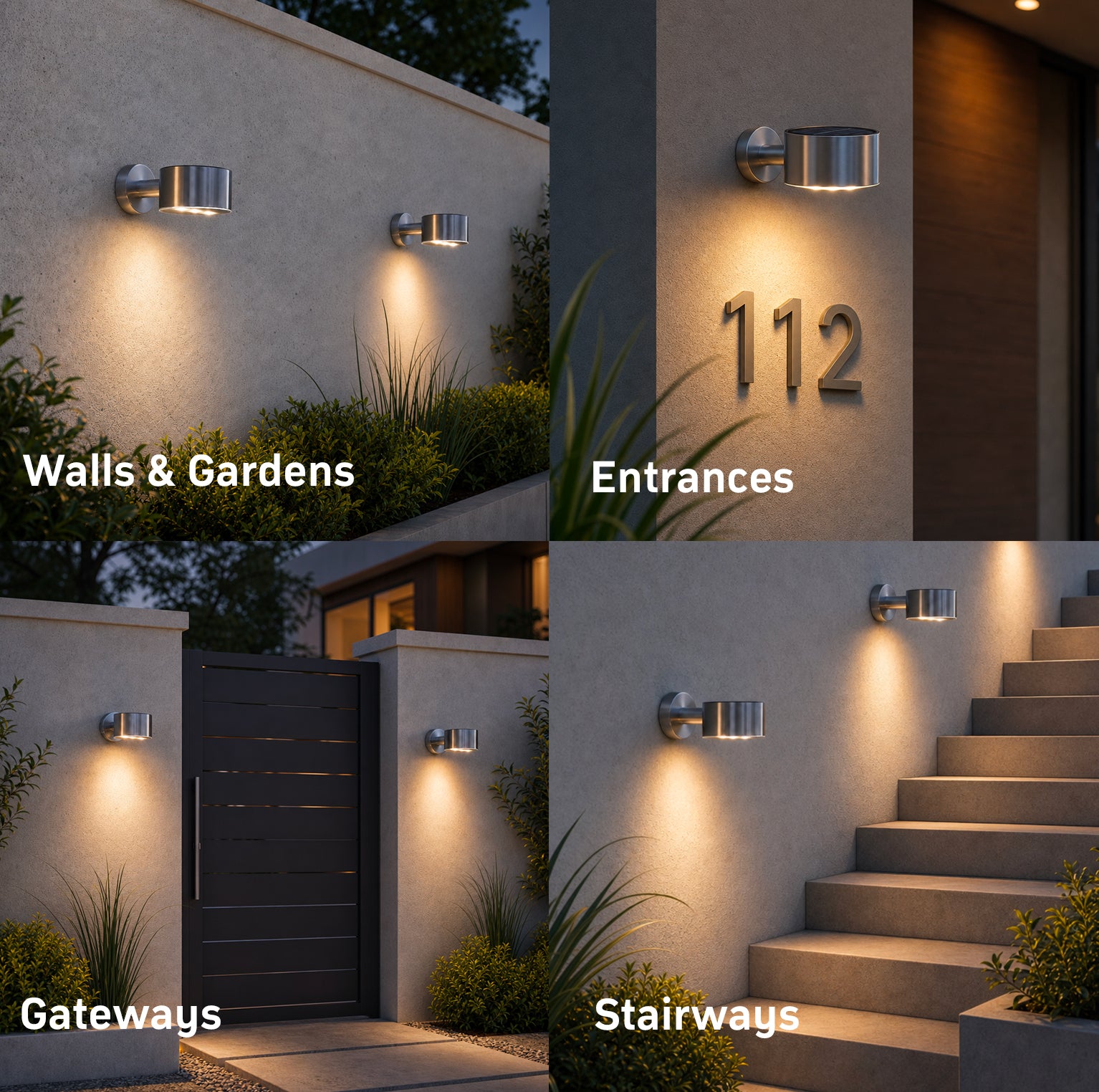 Fairfax Solar Down Wall Light - Silver - IP65 - Warm White LED - Weatherproof - Built To Last
