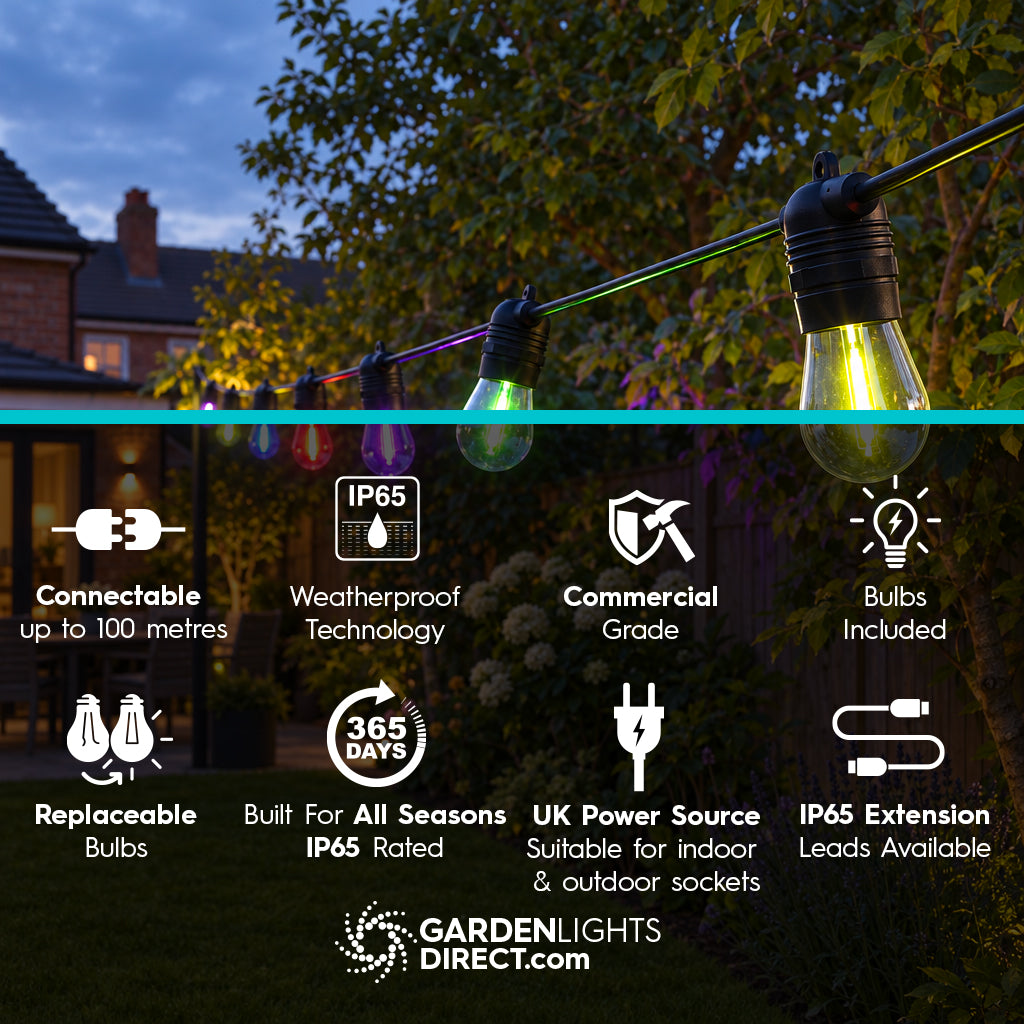 Garden Lights Festoon String Lights Multi Coloured