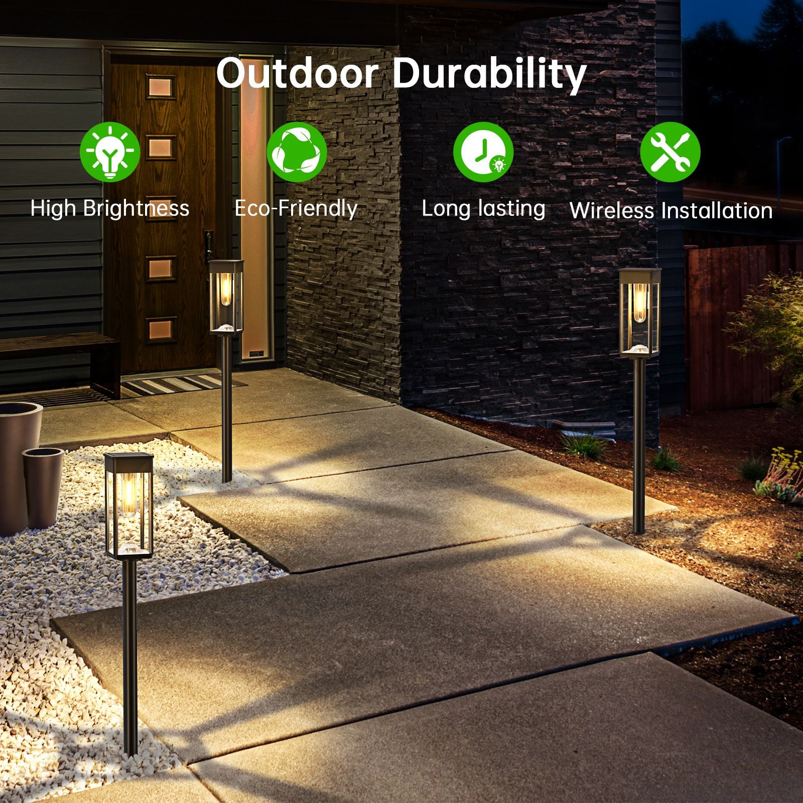 2 Pack Grove Solar LED Pathway Lights IP65 Rated - Garden Lights Direct