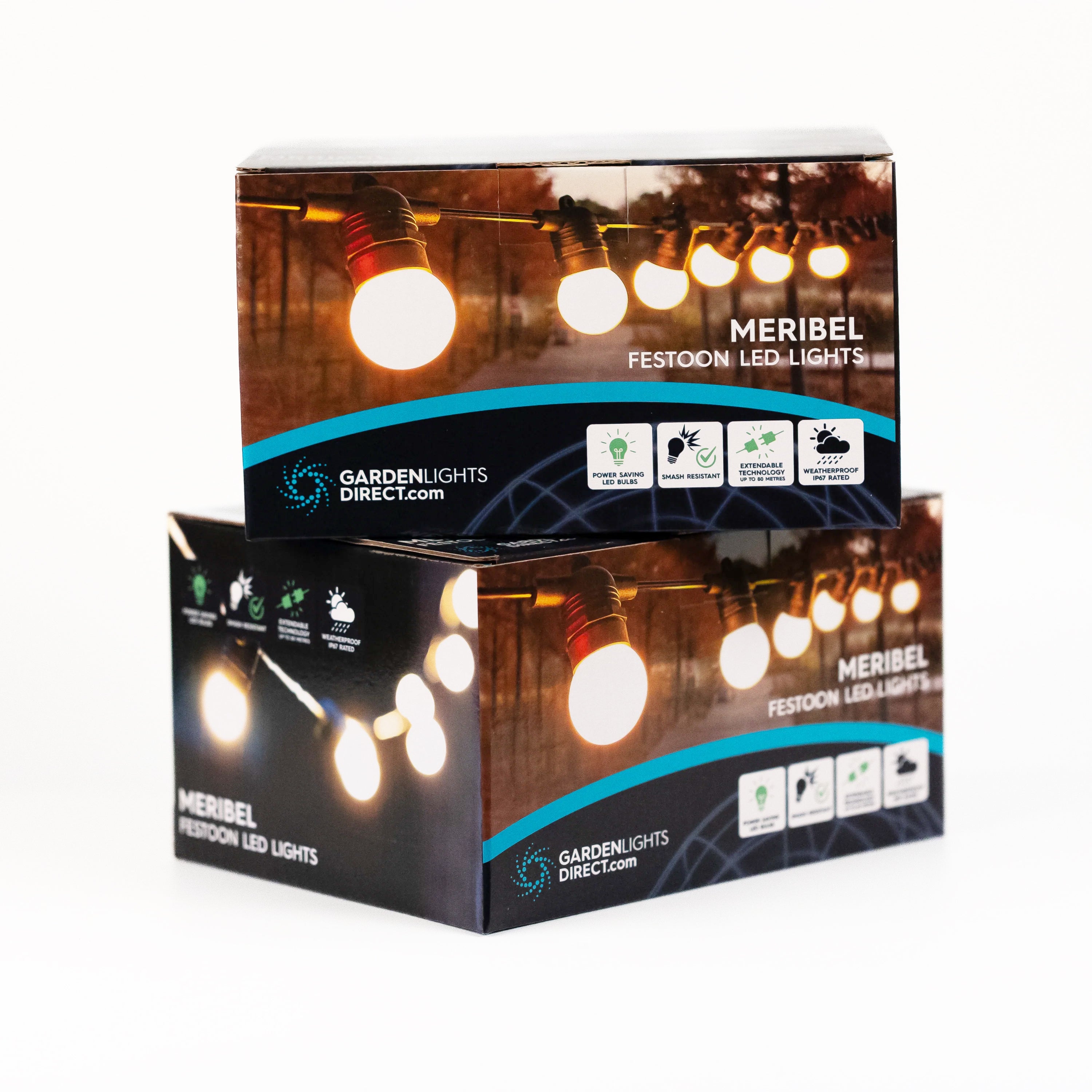 Meribel Festoon Lights - Warm White, Connectable, IP65 Rated (5m–100m)