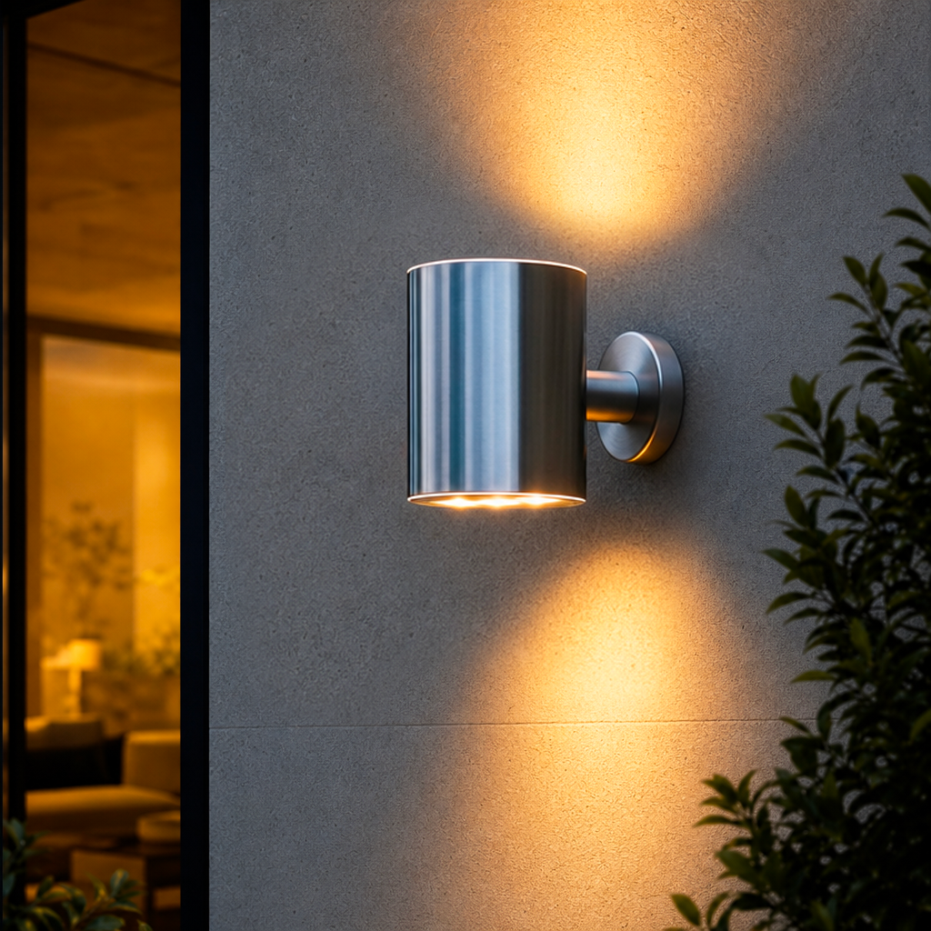 Solar Wall Light Silver Weatherproof IP54